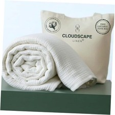 Luxury 100 Cotton Muslin Blanket Queen Size, 4 QUEEN / FULL 92"x 92" White