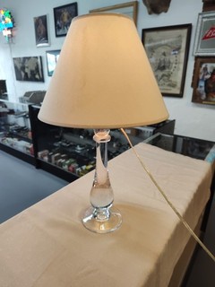 Simon Pearce Pomfret Long Teardrop Shape Blown Glass Table Lamp W/Shade!!