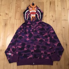 BAPE Double tiger shark full zip hoodie purple camo A Bathing Ape Size M