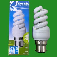 1X Kosnic Cfl Spiral Leuchtmittel 9W (40W) B22 6500K Tageslicht, Frosted