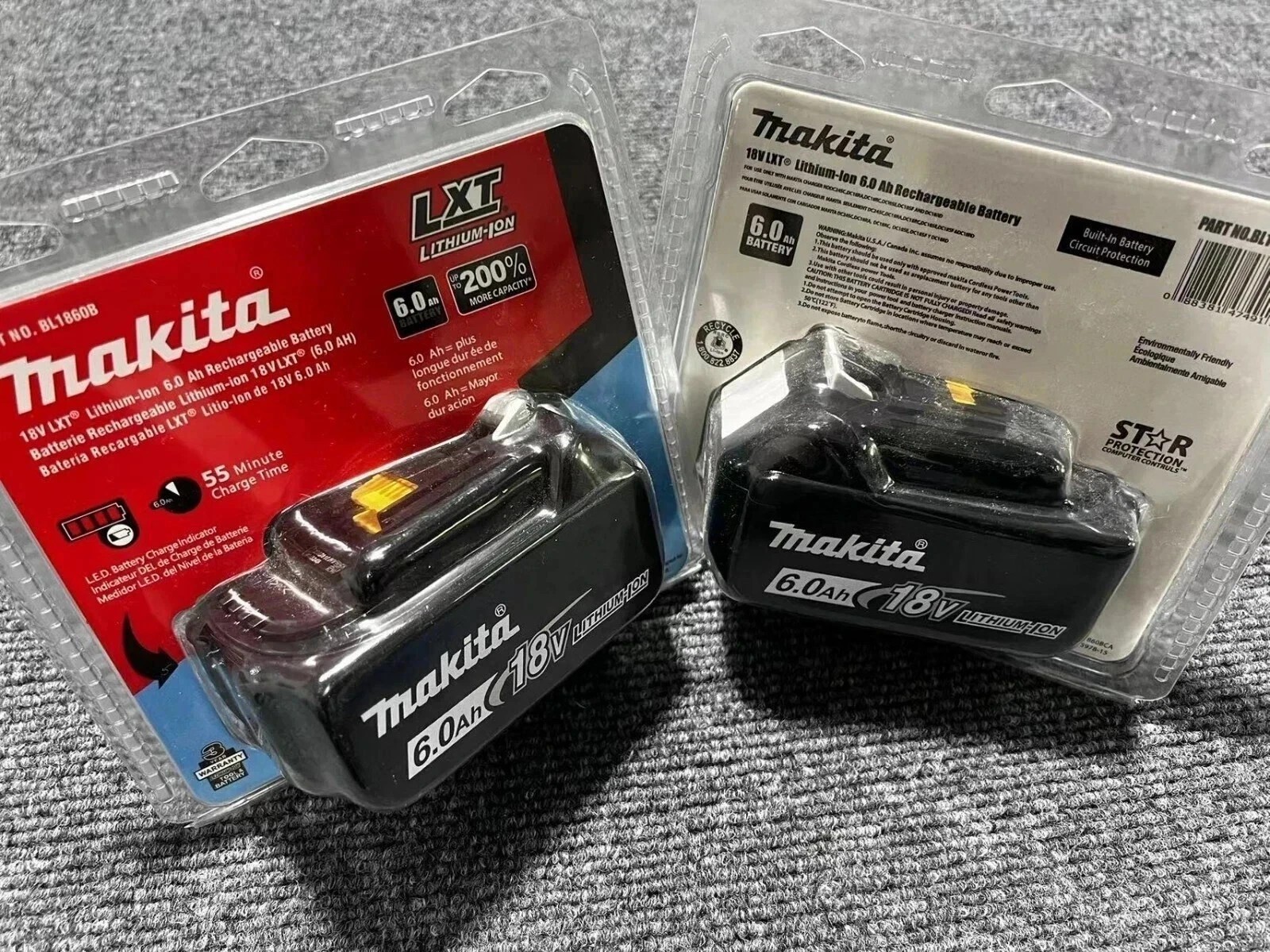 2 NEW Makita BL1860B-2 18V LXT Lithium-Ion 6.0 Ah Battery - USA SHIP