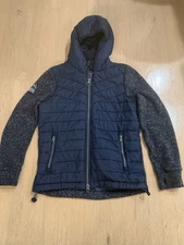 Dark Blue Superdry Men's Storm Hybrid Hoodie Jacket Puffer, Size XLarge