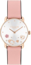 Coach Women's Elliot Watch, Silver Dial, Pink Leather Strap