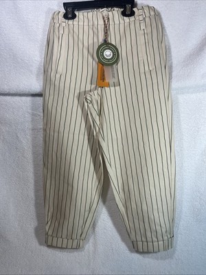 The Sunday Collection Boys Size 6/7 Camp Striped Baseball Pants. NWT Green/Cream