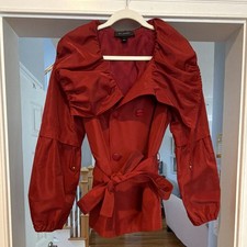 St.  John Red Double  Breasted Lightweight Belted Jacket Size  8