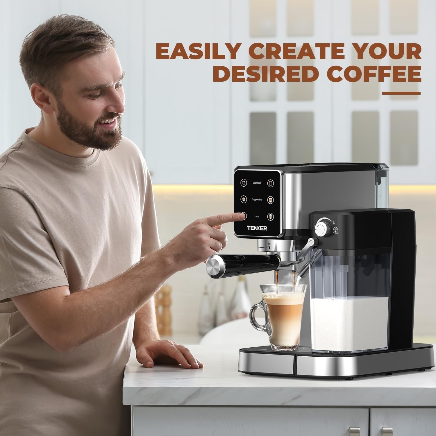 Professional Quality Espresso Maker with Touchscreen - 1350W for Home Baristas