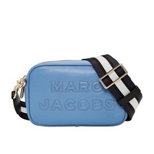 395 Marc Jacobs Flash Blue Leather Webbing Strap Logo Camera Crossbody Bag