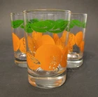Vintage 1987 Anchor Hocking Juice Glasses w/ Oranges & Leaves Retro Set of 3