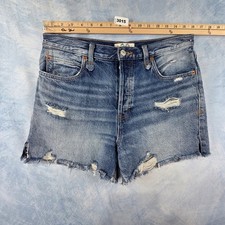 We The Free Free People Distressed Denim Shorts Blue High Rise Cut Off Size 29