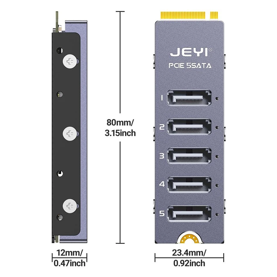 NVMe M.2 to Sata Adapter with Heatsink Internal 5 Port Non-RAID SATA III 6GB/ - Image 3 of 4