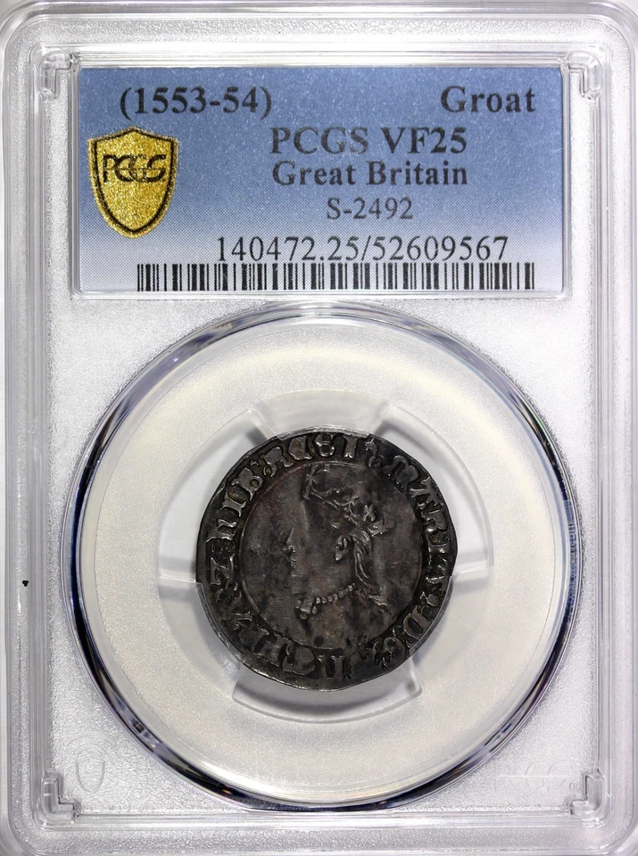 GREAT BRITAIN ENGLAND Mary (1553-1554) Silver Groat Hammered PCGS VF25 S-2492(7) - Image 2 of 4