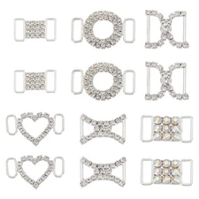 12Pcs 6 Styles Rhinestone Shoelaces Charms for Sneakers Decorative Shoe Clips