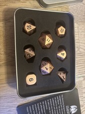 DND Dice Set 8 Piece Polyhedral Metal Case RPG Dungeons Dragons Gift