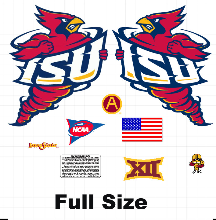 Iowa State Cyclones Full isze Helmet Decals -