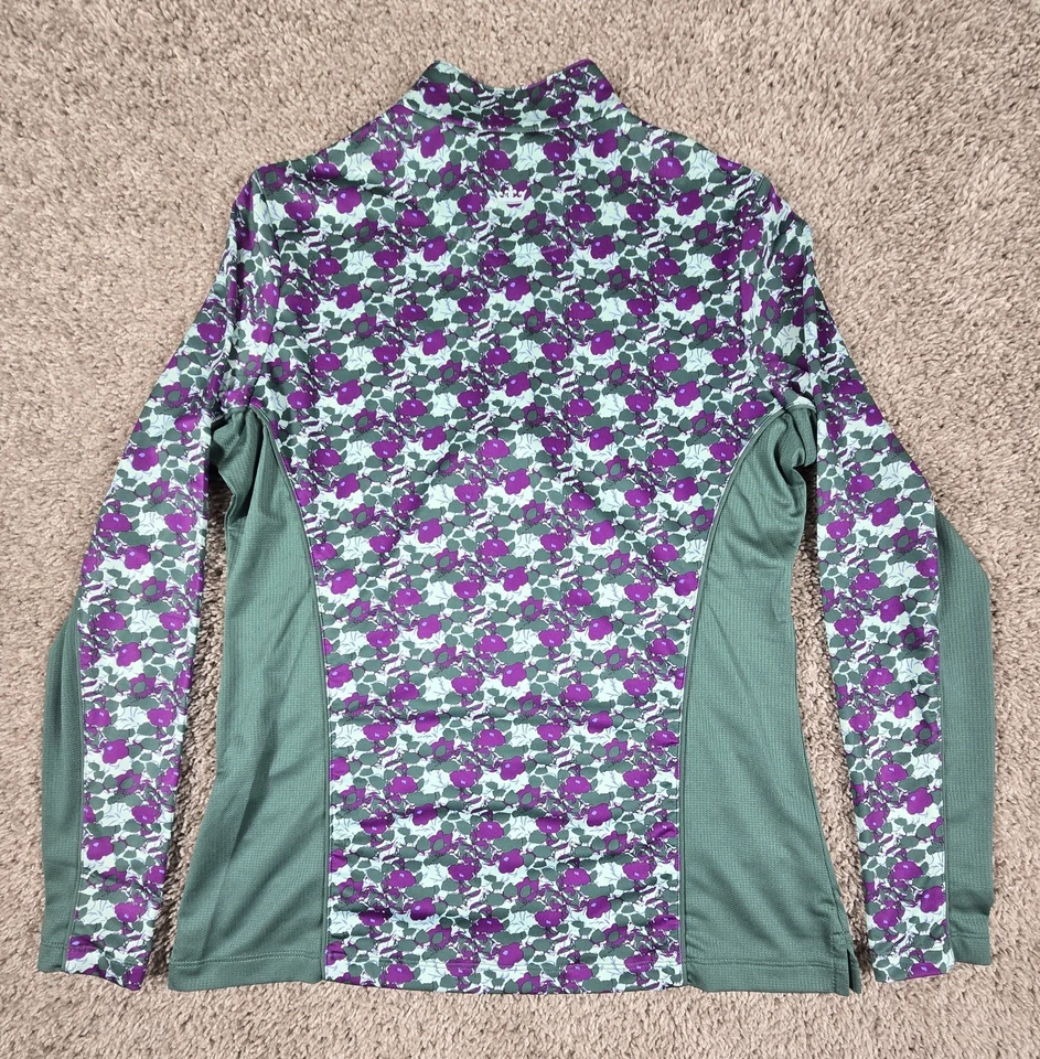 Top Pullover Peter Millar Para Mujer Corona Mediana Deportivo 1/4 Cremallera 50 FPS Golf Floral Foto 2 de 4