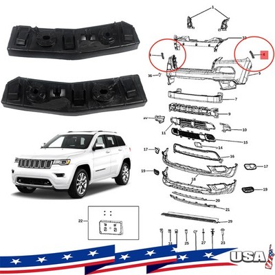 Bumper Bracket For 2014-2018 Jeep Cherokee Set of 2 Front LH & RH Outer Upper