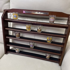 washington redskins wooden wall-mounted shot glass display rack And 9 Glasses