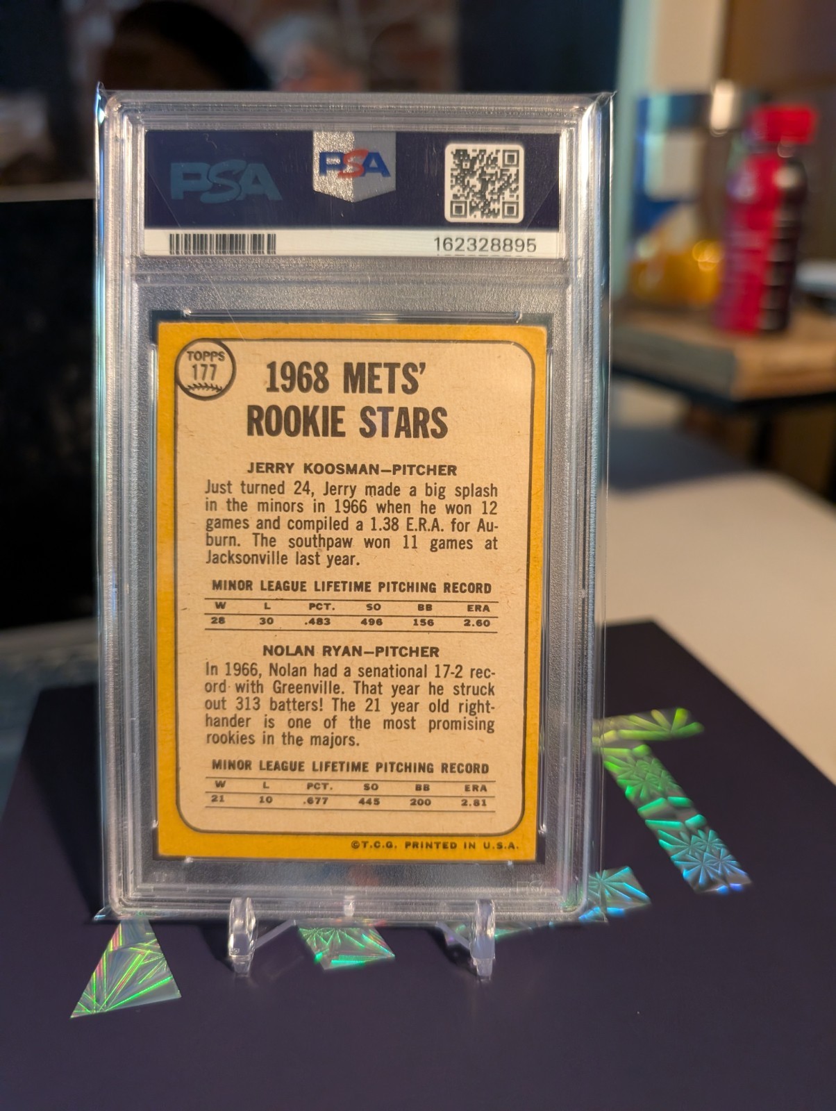 1968 Topps - 1968 Rookie Stars Nolan Ryan, Jerry Koosman #177 (RC) - PSA 3 view 2
