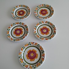 RICHARD GINORI MONDOVI 5 Piatti Piani Decoro Fiori Arancioni Minimi Difetti 