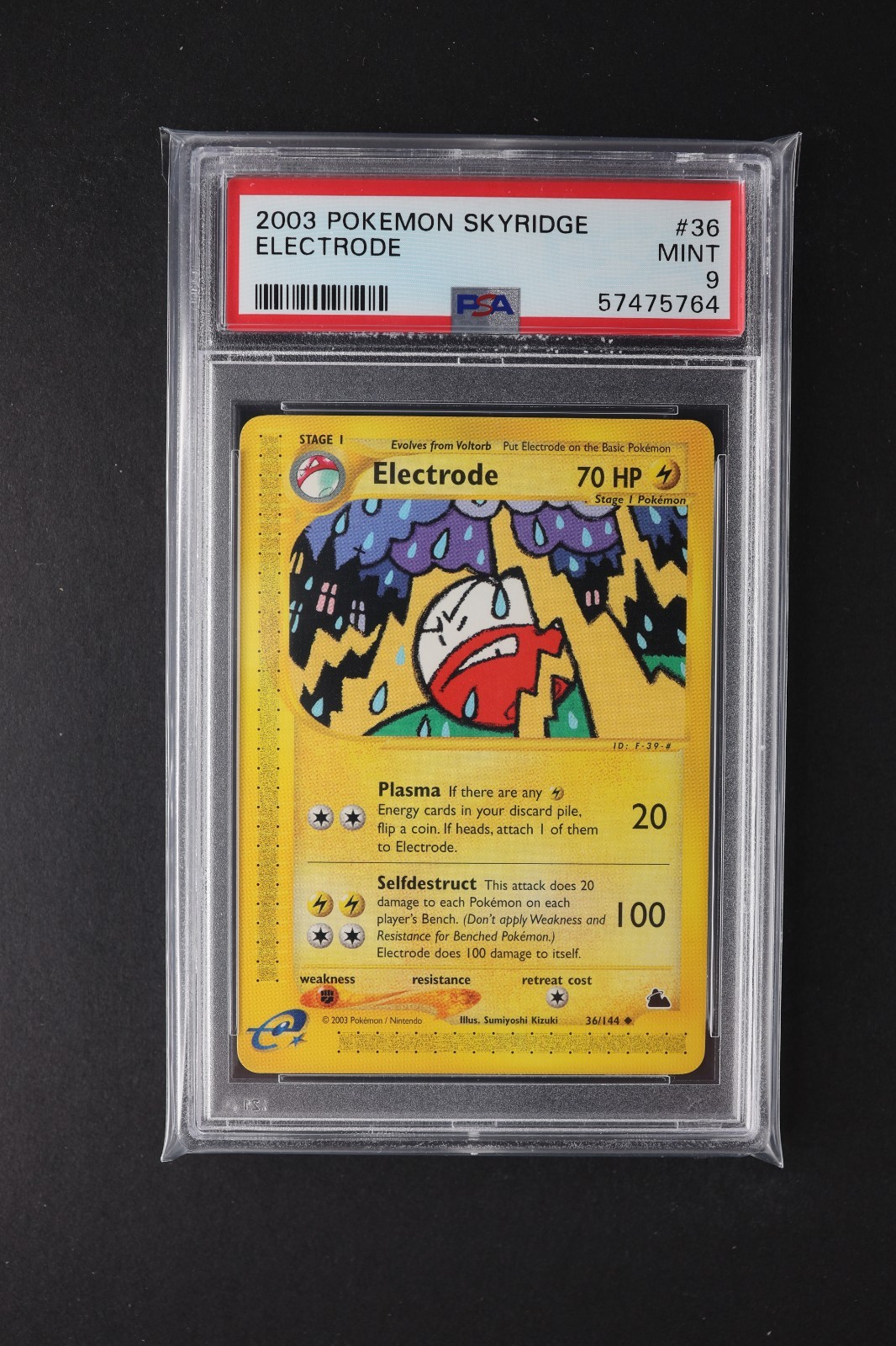 PSA 9 Electrode #36/144 Pokemon 2003 Skyridge Mint