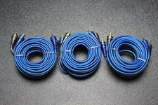 3 PCS 17 FT RCA WIRE BLUE GRAY 2 CHANNEL CAR AMP HOME AUDIO STEREO BLS-17