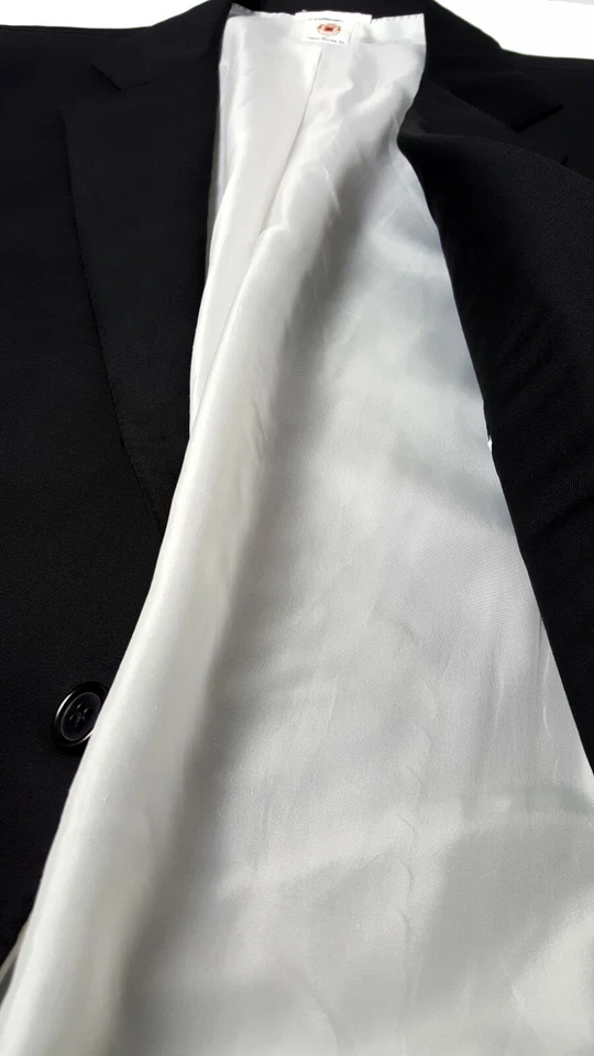 Abrigo deportivo BORRELLI Napoli 46R delgado negro de lona completa puños de cirujano Foto 3 de 4