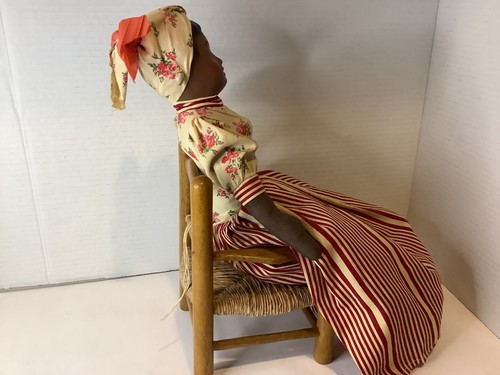 Black Doll African American Art 18" on Chair Vintage - Picture 5 of 10