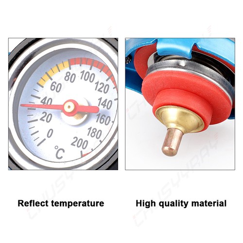 Universal Car Thermostatic Gauge Radiator Cap 1.3 Bar Big Head Water Temp Meter - Foto 4 di 17