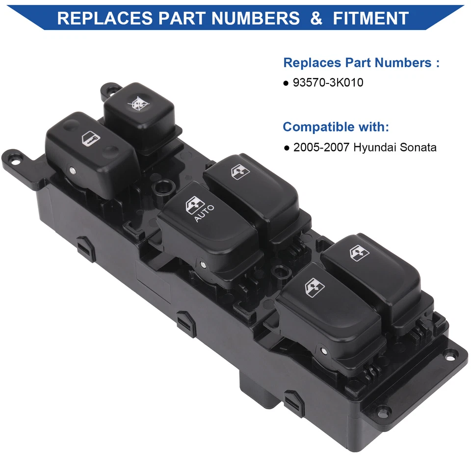 Power Window Switch Control Button for 2005 2006 2007 Hyundai Sonata 93570-3K010 - Image 4 of 4