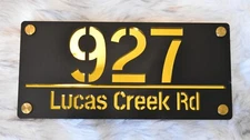Gold Door Sign House Numbers Laser Cut Black  House Numbers Address Plaque