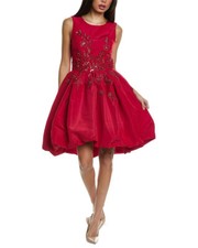 Carolina Herrera Red Poppy Bubble Silk A-Line Dress Size 14