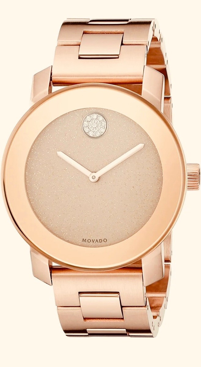 Movado 3600335 Bold 36mm Bronze Dial Womens Watch Rose Gold for
