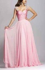 Pink Chiffon Pleated Bodice Wedding Prom Formal Party Dress, Size 6 SE24522 