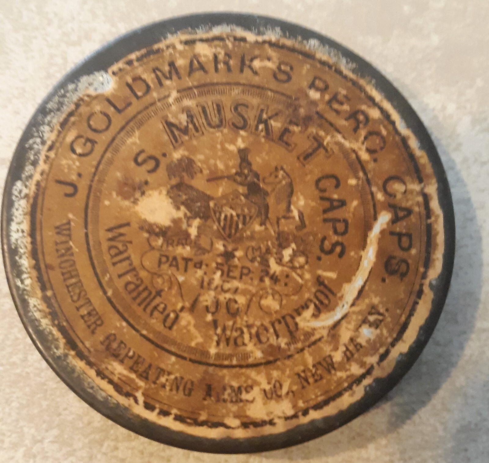 Vintage J Goldmark s Winchester Percussion Musket Tin RARE EBay