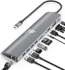 11-IN 1 USB C HUB USB - C Laptop Docking Station with Gigabit Ethernet Port 4K