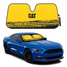 Cat Auto Shade For Car/Truck Windshield Sunshade Yellow Tire Tracks Accordion