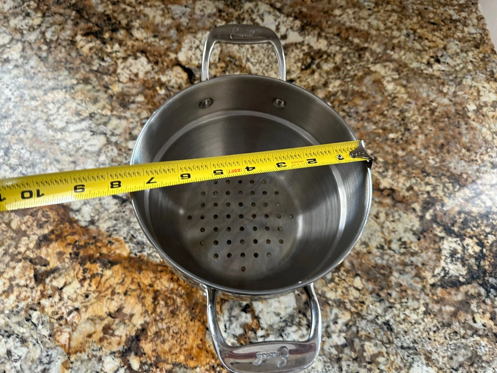 Emeril Stainless Strainer/Steamer Insert Colander Double Handle 8"