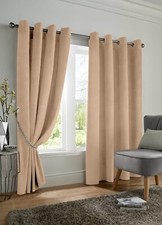 Luxury Thick Velvet Lined Eyelet Ring Top Plain Thermal Blackout Curtains Pair