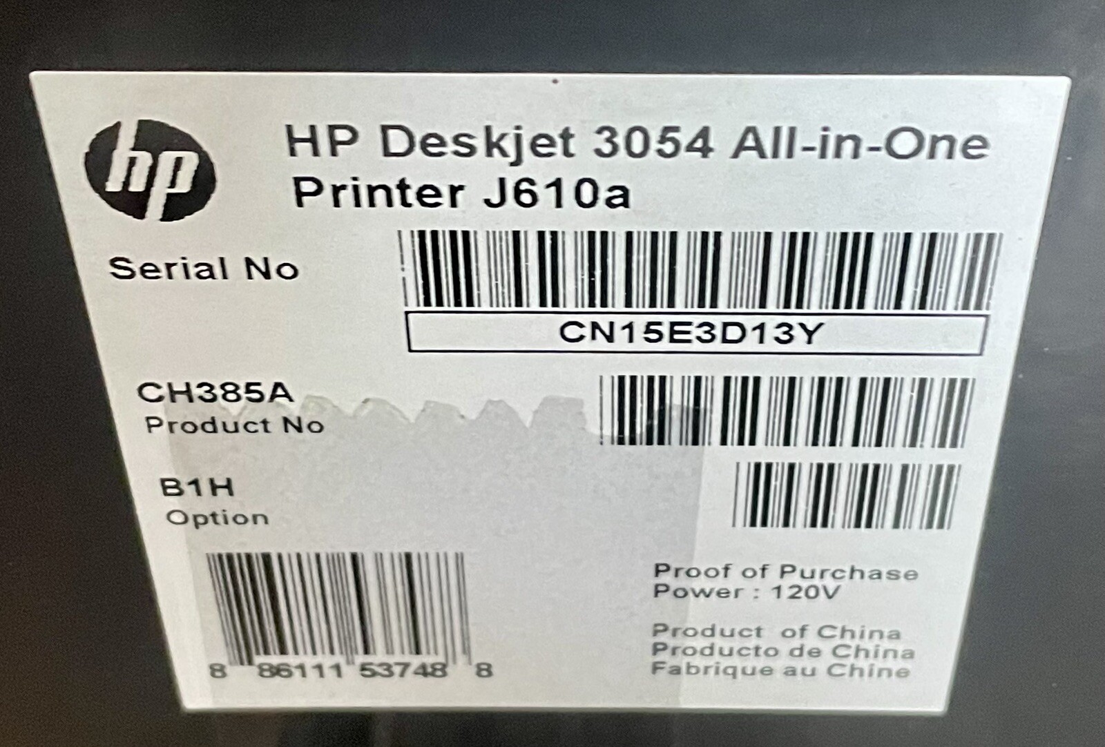 HP Deskjet 3054 AllInOne Printer — Brand New Open Box — Complete