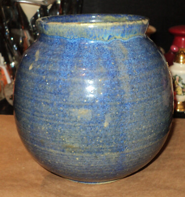 Antique Vintage Blue Pottery Signed Vase | eBay