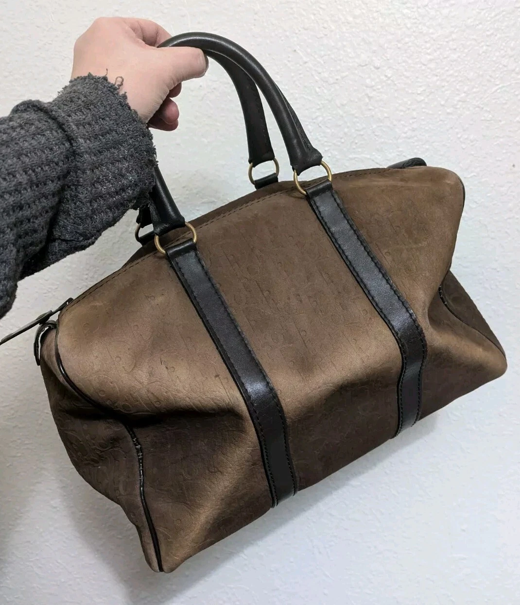 Sac Christian Dior Boston vintage années 70 daim monogramme 
