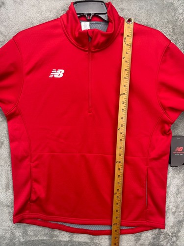 NWT New Balance Men's Thermal Pullover Jacket Large Red 1/2 Zip Pockets Stretch - Picture 3 of 10