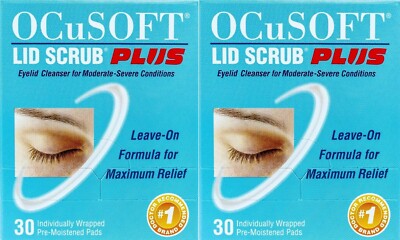 2 PACKS - OCUSOFT LID SCRUB PLUS - EYELID CLEANSER - 30 PADS X 2 - EXP. 6/2027