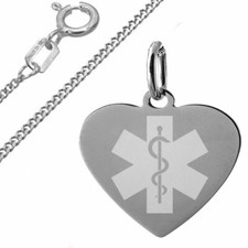 Notfall, SOS Anhänger Herz, Äskulap,Sterling Silber925, Inkl. Kette&pers. Gravur
