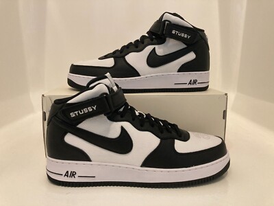 Size 13 Men - Nike X STUSSY Air Force 1 07 Mid SP Light Bone Black White Sneaker