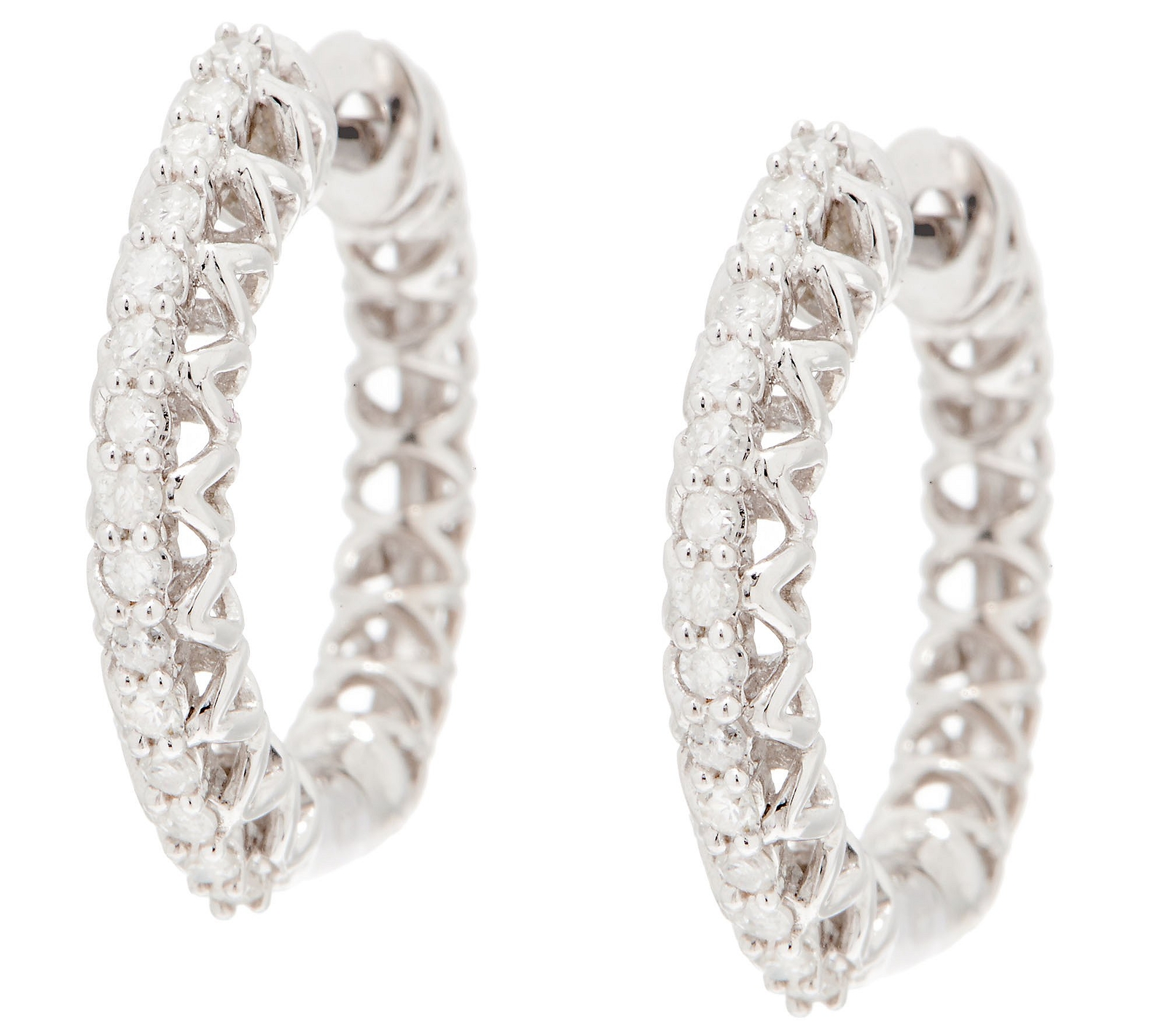 QVC Affinity Sterling Silver 0.20cttw White Diamond Huggie Hoops Earrings