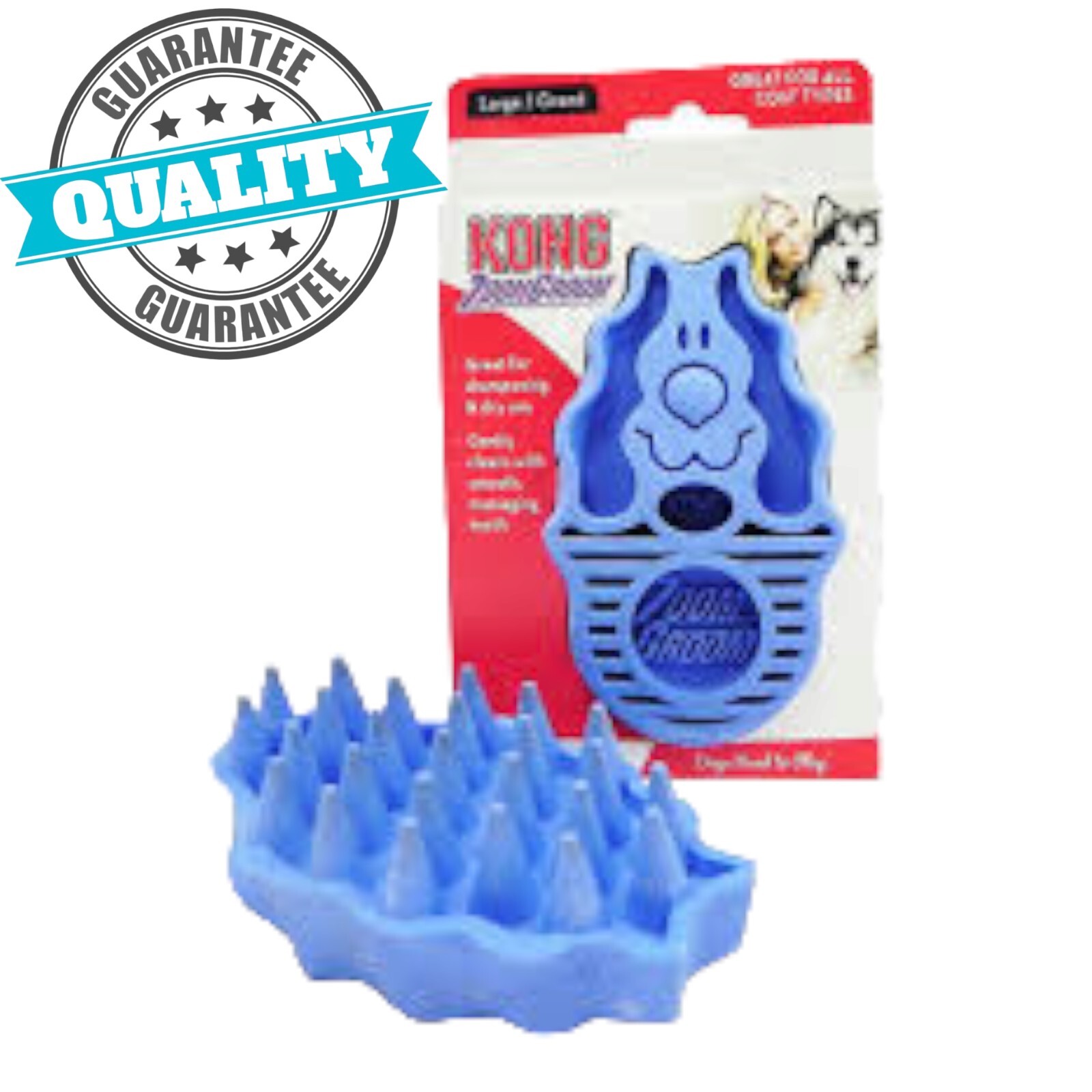 Kong Zoom Groom Soft Grooming Brush Combs & Rakes For Dogs Blue Colour
