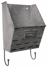 New Primitive Farmhouse Galvanized METAL WALL BASKET MAIL BIN KEY HOOKS Hanging