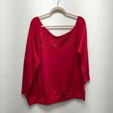 Torrid Womens Pink Magenta Embroidered Long Sleeve Off Shoulder Sweatshirt 2X