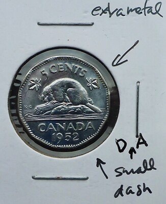 1952 brilliant UNCIRCULATED NICKEL 72 YEARS OLD HIGH GRADE (B) CAN.SHIP $1.99